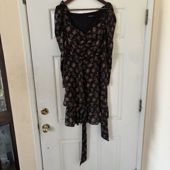 Nasty Gal Y2K Plunging V Neck Whimsigoth Floral Midi Dress Size 2 Romantic Party - Picture 2 of 12